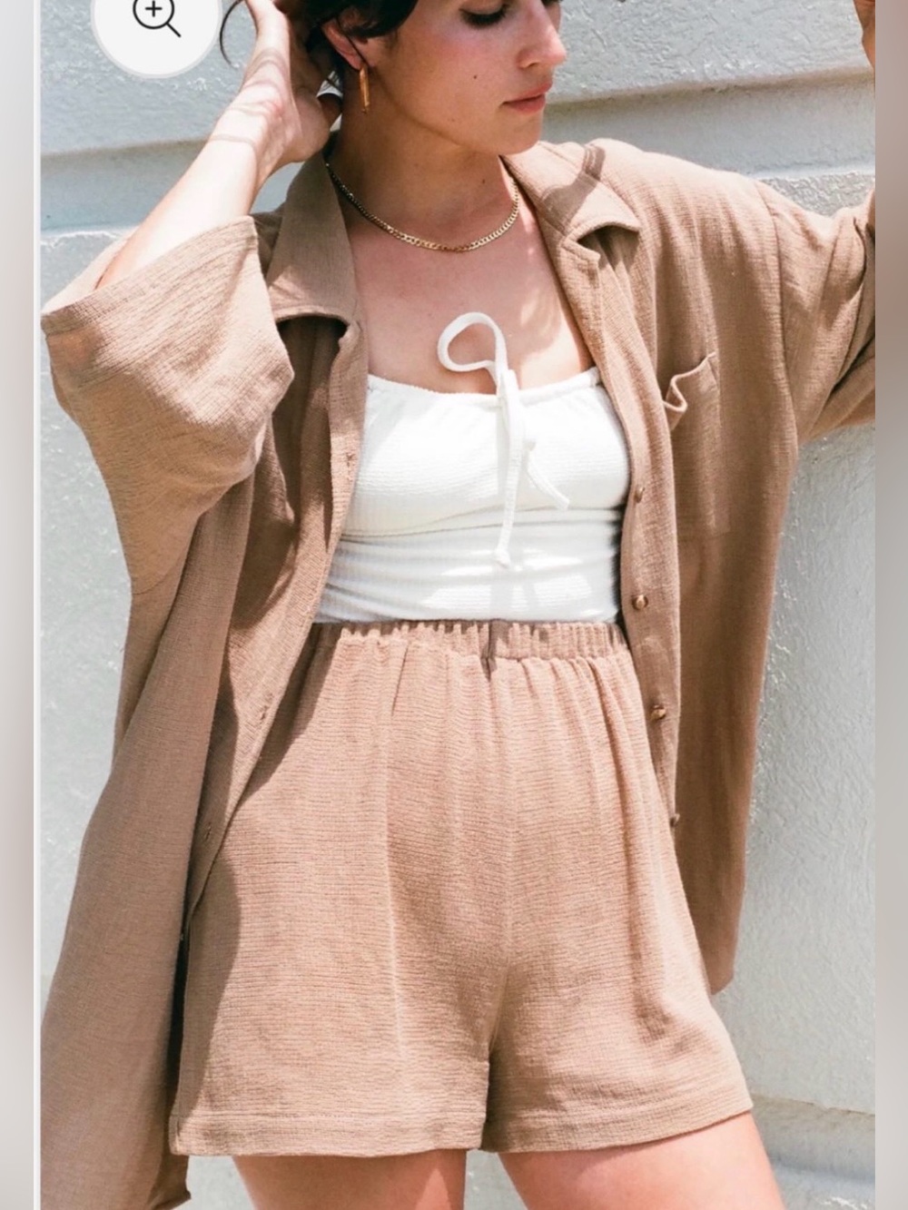 Na Nin Chloe Waffled Cotton Short Size Small in Toffee